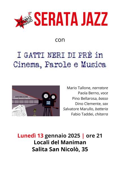 Concertino Jazz con I Gatti neri di Prè in Cinema, Parole e Musica