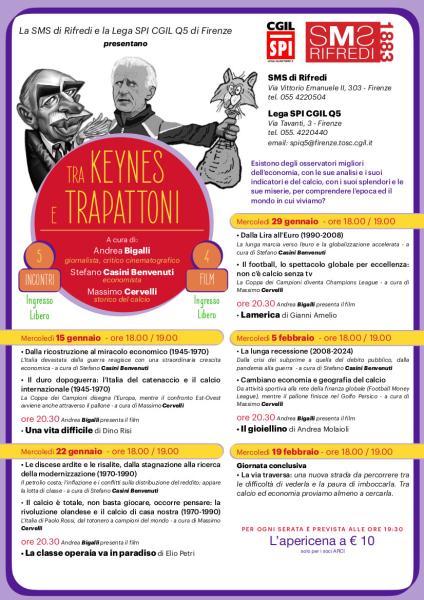 "Tra Keynes e Trapattoni" - Ciclo di incontri a gennaio - febbraio 2025