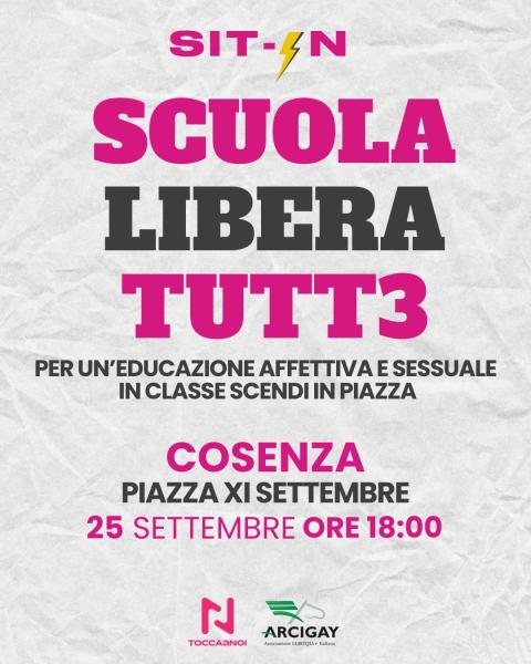 SCUOLA LIBERA TUTT3 / SIT-IN NELLE CITTÀ DI TUTTA ITALIA PER UN’EDUCAZIONE AFFETTIVA E SESSUALE