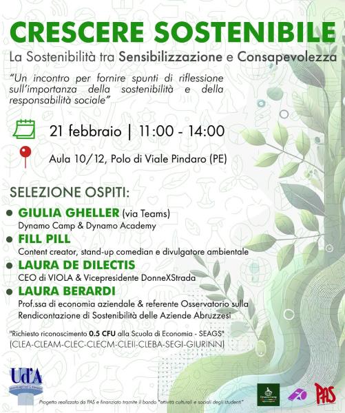 CRESCERE SOSTENIBILE La Sostenibilità tra Sensibilizzazione e Consapevolezza