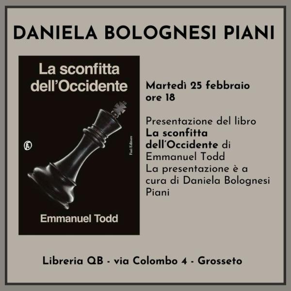 𝐷𝑎𝑛𝑖𝑒𝑙𝑎 𝐵𝑜𝑙𝑜𝑔𝑛𝑒𝑠𝑖 𝑃𝑖𝑎𝑛𝑖 𝑐𝑖 𝑝𝑜𝑟𝑡𝑎 𝑎𝑙𝑙𝑎 𝑠𝑐𝑜𝑝𝑒𝑟𝑡𝑎 𝑑𝑒𝑙 𝑙𝑖𝑏𝑟𝑜 "𝐿𝑎 𝑠𝑐𝑜𝑛𝑓𝑖𝑡𝑡𝑎 𝑑𝑒𝑙𝑙'𝑂𝑐𝑐𝑖𝑑𝑒𝑛𝑡𝑒 𝑑𝑖 𝐸𝑚𝑚𝑎𝑛𝑢𝑒𝑙 𝑇𝑜𝑑𝑑