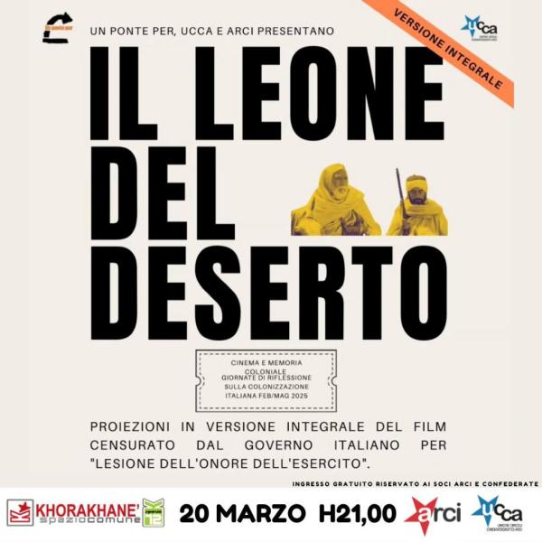 Proiezione IL LEONE DEL DESERTO - Evento raccolta fondi per UnPontePer