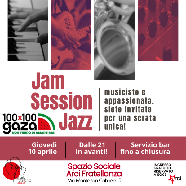 Jam Session Jazz | 100x100 Gaza, serata raccolta fondi