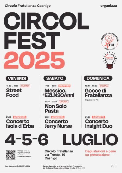 🎉 CIRCOLFEST 2025 - Concerto Isola d’Erba (Rock anni '70)!