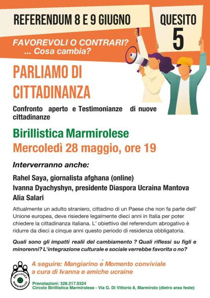 Parliamo di Cittadinanza - Confronto Aperto e Testimonianze di Nuove Cittadinanze