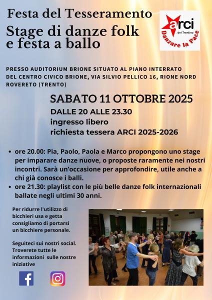 Festa del Tesseramento -  Stage di danze folk e festa a ballo