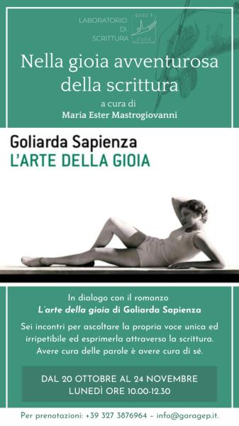L'ARTE DELLA GIOIA/LABORATORIO DI SCRITTURA-20 OTTOBRE AL 24 NOVEMBRE 2025