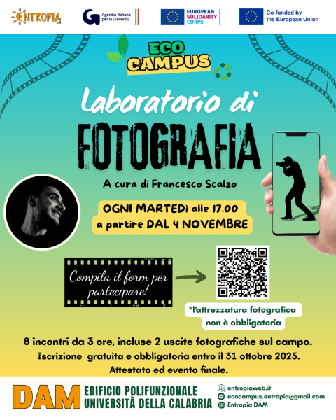 APERTE LE ISCRIZIONI AL LABORATORIO DI FOTOGRAFIA di ECOCAMPUS!
