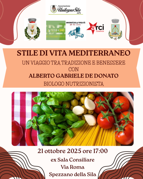 "Stile di vita mediterraneo" - un viaggio tra tradizione e benessere - con Alberto Gabriele De Donato, Biologo nutrizionista