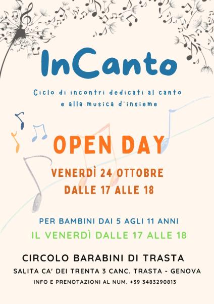 OPen Day corso di canto per bambine e bambini "INCANTO"