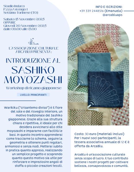 INTRODUZIONE AL SASHIKO MOYOZASHI: Workshop di ricamo giapponese