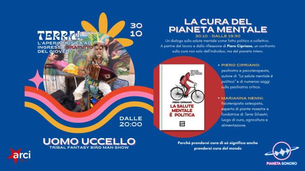 🌍🎶 𝑻𝒆𝒓𝒓𝒂! UOMO UCCELLO Live Show + Talk La cura del pianeta mentale // Aperinmusica a ingresso libero