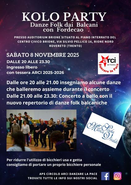 KOLO PARTY -  Danze Folk dai  Balcani con  Fordecao