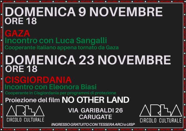 Area x Gaza - Incontro con il cooperante Luca Sangalli di ritorno da Gaza