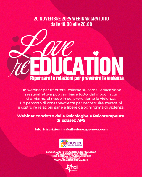 Love reEDUCATION, ripensare le relazioni per prevenire la violenza. Webinar online.