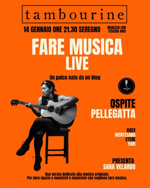 FARE MUSICA LIVE • Un palco nato da un blog  PELLEGATTA • DXEV • MENTESANA • ETERE • YARI Presenta SARA VELARDO