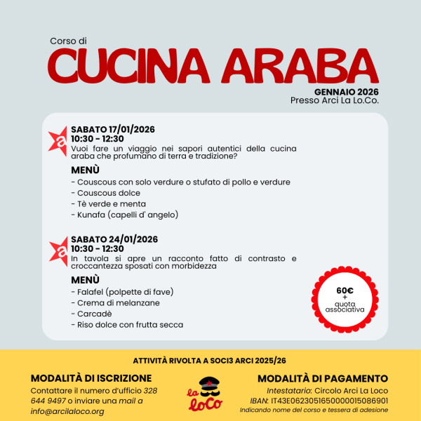 CORSO DI CUCINA ARABA