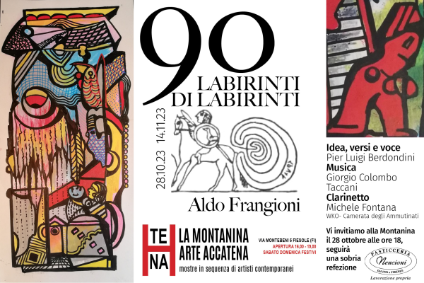 Sabato 28 Ottobre ore 18: Per il ciclo Arte Accatena vi aspettiamo per l' Inaugurazione della Mostra / installazione  di Aldo Frangioni "90 Labirinti"