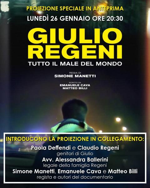 GIULIO REGENI: TUTTO IL MALE DEL MONDO + Collegamento con genitori, avvocata e regista