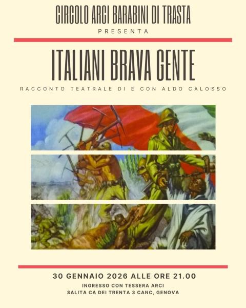 "Italiani brava gente" racconto teatrale di e con Aldo Calosso