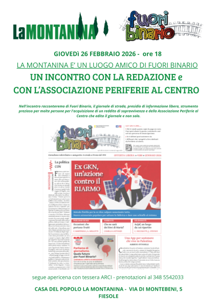 Giovedì 26 febbraio 2026 ore 18:00 - Un incontro con la redazione di Fuori Binario