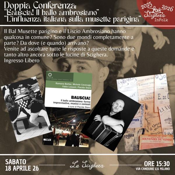Doppia Conferenza: "Bauscia! Il ballo ambrosiano" e  "L'influenza italiana sulla musette parigina"