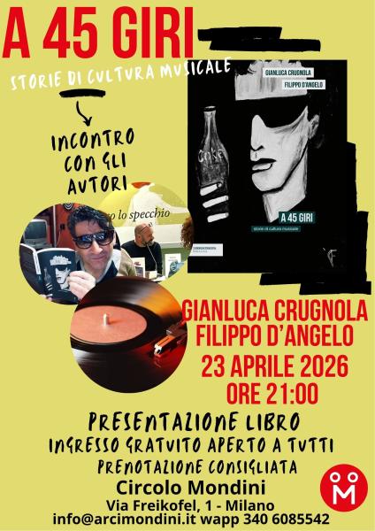 A 45 GIRI (storie di cultura musicale) – Di Gianluca Crugnola e Filippo D’Angelo – isenzatregua edizioni