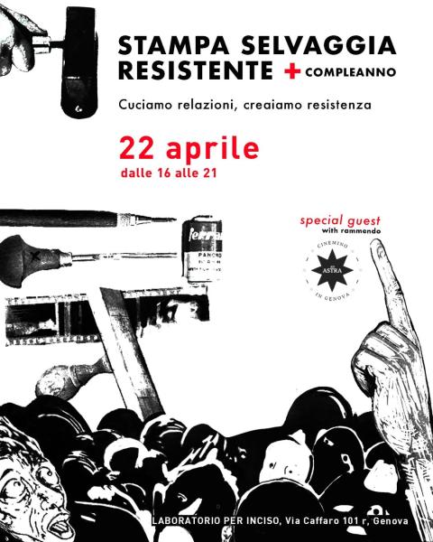 STAMPA SELVAGGIA RESISTENTE + COMPLEANNO - cuciniamo relazioni, creiamo resistenza