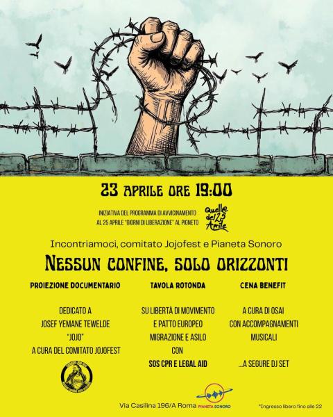 "Nessun confine solo orizzonti" Proiezione + dibattito + cena benefit