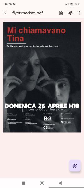 "Mi Chiamavano Tina" Tracce di una rivoluzionaria antifascista