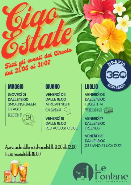 Ciao Estate  Tutti gli eventi del Circolo dal 21/05 al 31/07