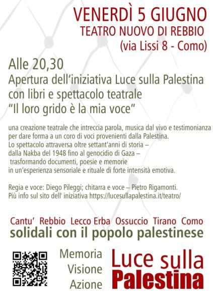 Luce sulla Palestina/ Il loro grido è la mia voce