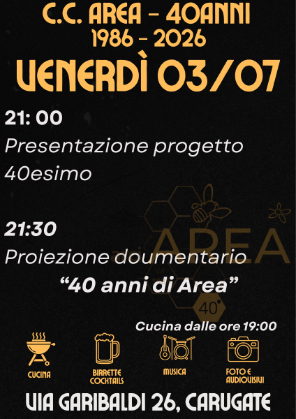 Festa 40 Anni di Area - Documentario e presentazione libro