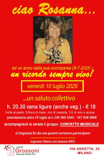 ciao Rosanna, un ricordo sempre vivo