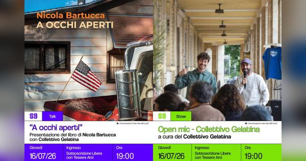 ‘A occhi aperti’: presentazione del libro di Nicola Bartucca + Open Mic by Collettivo Gelatina