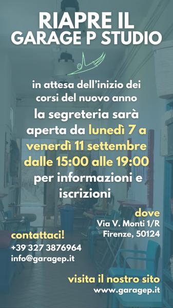 INIZIO ATTIVITA' GARAGE PERFORMANCE STUDIO-APERTURA SEGRETERIA