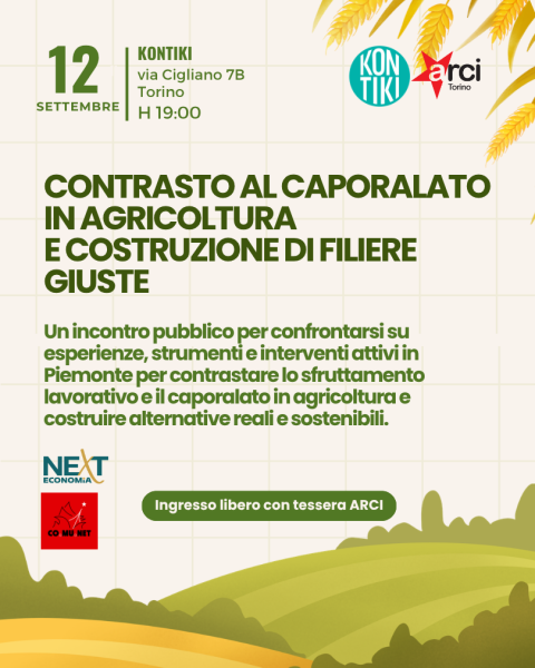CONTRASTO AL CAPORALATO IN AGRICOLTURA E COSTRUZIONE DI FILIERE GIUSTE