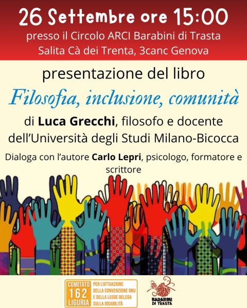 "Filosofia, inclusione, comunità" presentazione del libro di Luca Grecchi