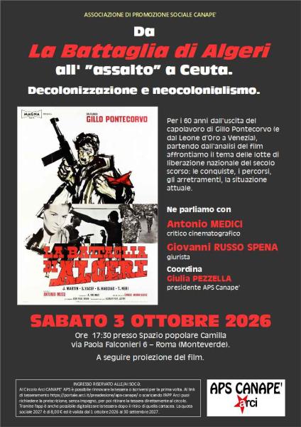 Da La Battaglia di Algeri all' ”assalto” a Ceuta. Decolonizzazione e neocolonialismo.