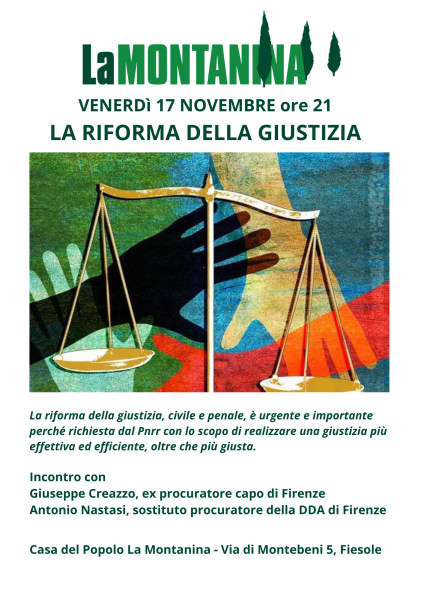 Venerdì 17 Novembre ore 21 – Incontro sulla Riforma della Giustizia