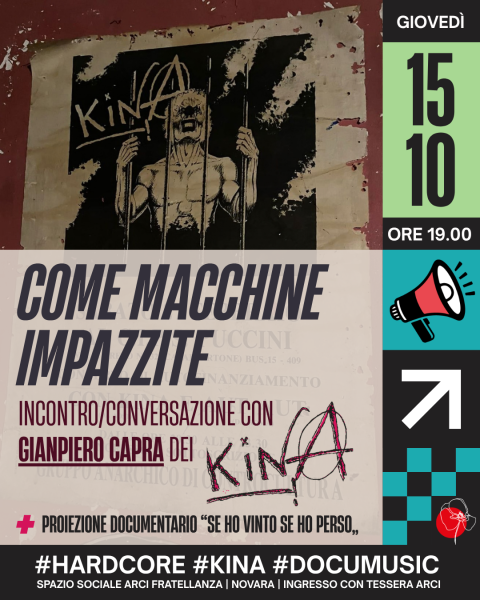 COME MACCHINE IMPAZZITE Incontro con Gianpiero Capra (KINA) + proiezione doc “Se ho vinto, se ho perso”