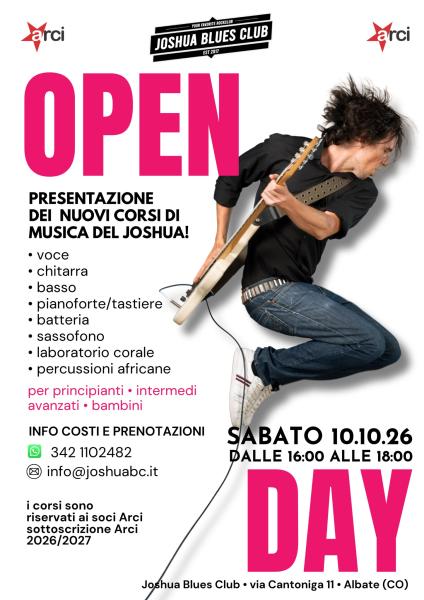 🎸 OPEN DAY – I NUOVI CORSI MUSICALI DEL JOSHUA!