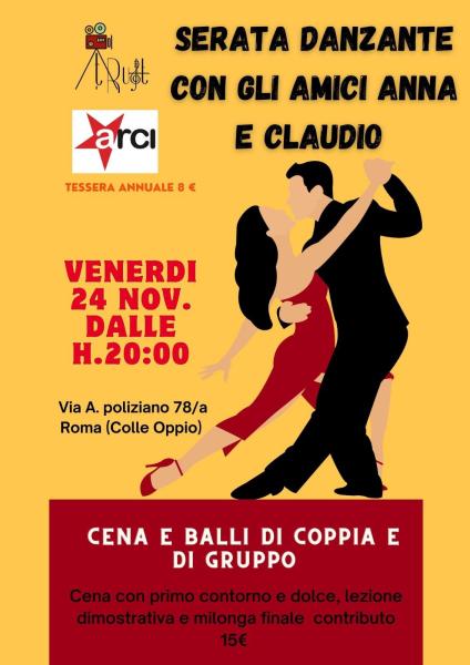 Serata danzante; balli di coppia e di gruppo con gli amici Anna e Claudio