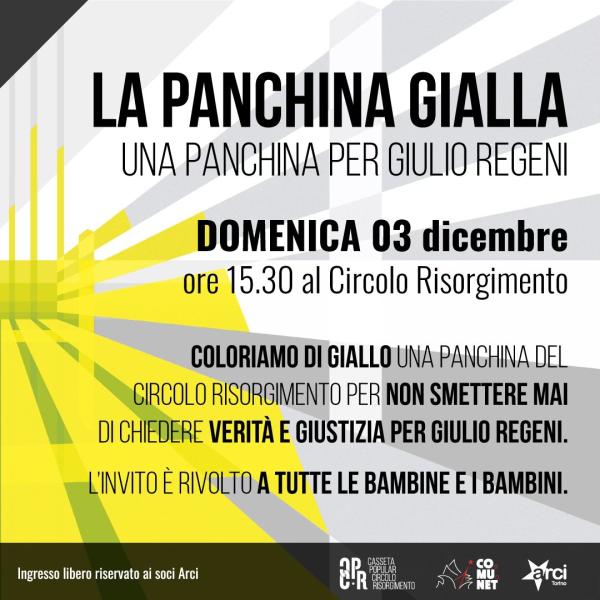 La panchina gialla – Una panchina per Giulio Regeni