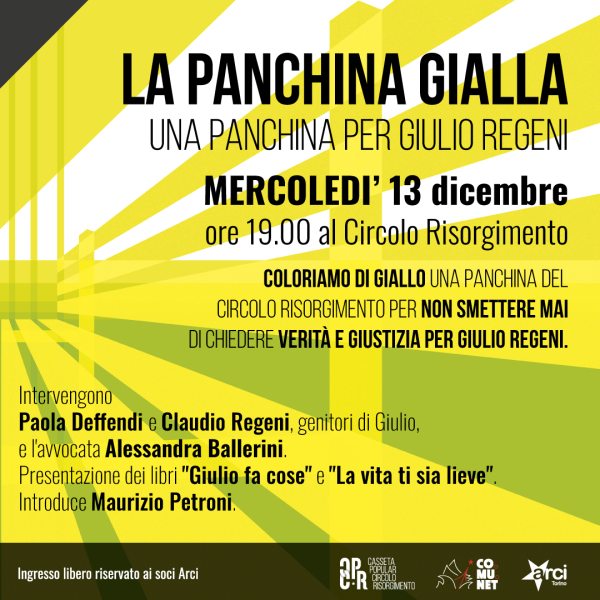 La panchina gialla - Una panchina per Giulio Regeni