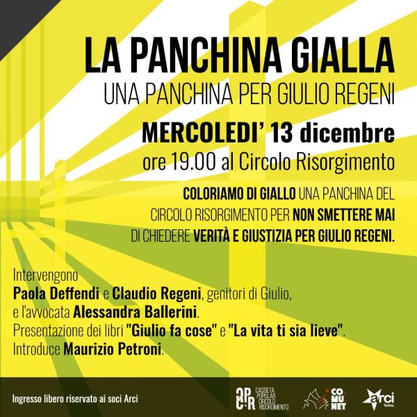 La panchina gialla – Una panchina per Giulio Regeni