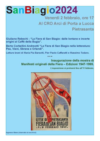 LA FIERA DI SAN BIAGIO NELLA STORIA E NELLA LETTERATURA Inaugurazione della mostra di Manifesti originali della Fiera