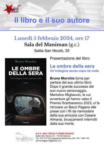 Presentazione del libro di Bruno Morchio "Le ombre della sera"