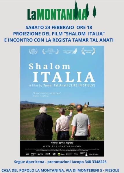 Sabato 24 Febbraio ore 18 proiezione del film "Shalom Italia" alla presenza della Regista Tamar Tal Anati - segue apericena