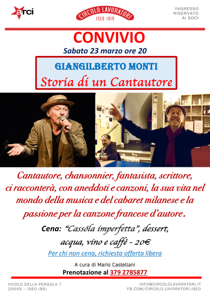 CONVIVIO: GIANGILBERTO MONTI - storia di un cantautore